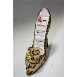 HIGH HEEL SHOE JEWELLERY STAND WITH CONTENTS