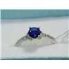 Image 1 : .925 SILVER SAPPHIRE & CZ RING - SIZE 9