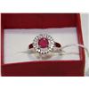 Image 1 : .925 SILVER RUBY & CZ RING - SIZE 6