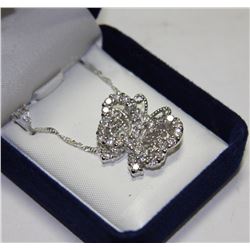 SILVER CZ BUTTERFLY PENDANT NECKLACE