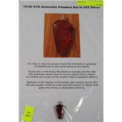 .925 SILVER AMMOLITE (19.50ct) PENDANT