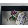 Image 1 : .925 SILVER RUBY, EMERALD & CZ RING - SIZE 6