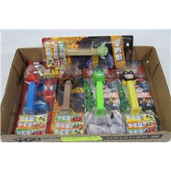 FLAT OF 5 COLLECTIBLE PEZ DISPENSERS WITH CANDY