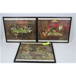 SET OF 3 DOGS PLAYING POKER PRINT