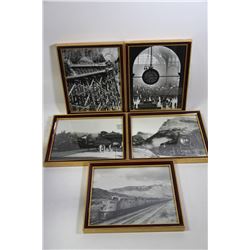 SET OF 5 VINTAGE TRAIN STATION FRAMED PICTURES