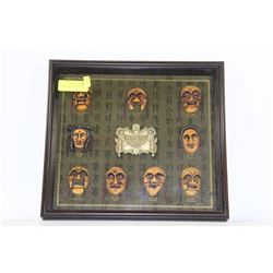 FRAMED PICTURE OF KOREAN MASKS
