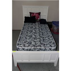 WHITE SINGLE BEDFRAME WITH MATTRESS AND BOXSPRING