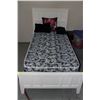 Image 1 : WHITE SINGLE BEDFRAME WITH MATTRESS AND BOXSPRING