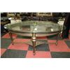 Image 1 : OVAL ORNATE GLASS & METAL TABLE