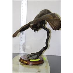 BRONZE FLY DOWN WILD TURKEY SCULPTURE