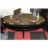 Image 1 : DARK TONE MIRROR TOP OVAL COFFEE TABLE W/ DRAWERS