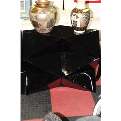 PAIR OF BLACK DESIGNER PLANT STANDS
