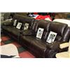 Image 1 : BROWN LEATHERETTE RECLINING SOFA AND LOVESEAT