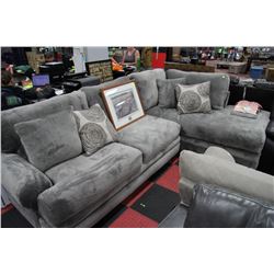 LARGE GREY PLUSH FABRIC SHOWHOME SECTIONAL