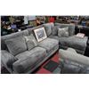 Image 1 : LARGE GREY PLUSH FABRIC SHOWHOME SECTIONAL