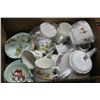Image 1 : BOX OF ENGLISH CUPS/SAUCERS/TEA POT/CREAM&SUGAR