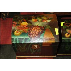 19" X 19" HAND PAINTED WOODEN TREASURE CHEST