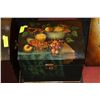 Image 1 : 12" x 16" HAND PAINTED WOODEN TREASURE CHEST