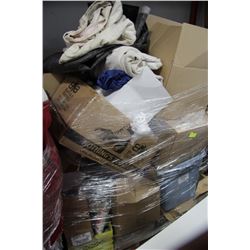 PALLET OF SHOP SUPPLIES INCLUDES DROP SHEETS ETC