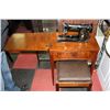 Image 1 : SEWING MACHINE IN CABINET WITH STOOL