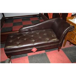 NEW BROWN LEATHERETTE STORAGE CHAISE LOUNGE CHAIR
