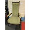 Image 1 : VINTAGE ESTATE GREEN FABRIC AND WOOD ARMCHAIR