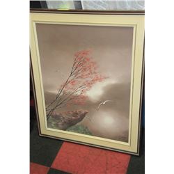 ESTATE OIL ON CANVAS BIRD PICTURE