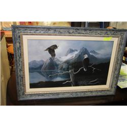 FRAMED EAGLE PICTURE BY IRVIN JEAN