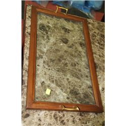 ESTATE WOOD AND GLASS SERVING TRAY