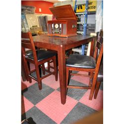 WOODEN BAR HEIGHT DINING TABLE WITH 3 WOOD &
