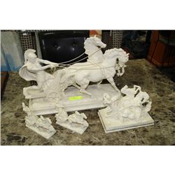 SET OF 4 CRUSHED MARBLE GLADIATOR SCULPTURE
