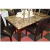 Image 1 : FAUX MARBLE TOP KITCHEN TABLE W 5 CHAIRS
