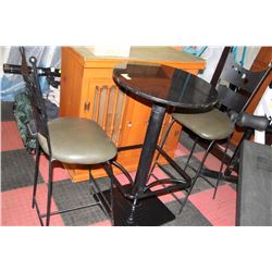 PUB STYLE TABLE W/GRANITE TOP & 2 PADDED
