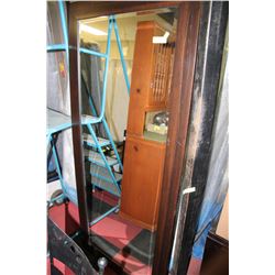 LARGE WOOD FRAMED & BEVELLED MIRROR