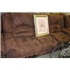 Image 3 : BROWN MICROFIBRE SOFA LOVESEAT AND CHAIR