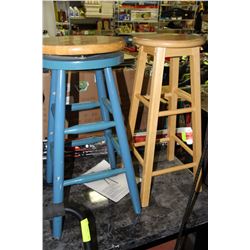 TWO WOODEN STOOLS