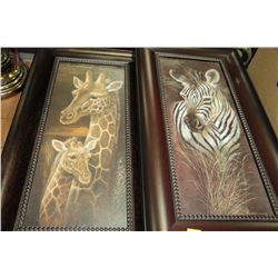 SET OF TWO WOOD FRAMED SAFARI THEMED PICTURES