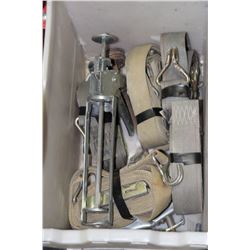 BIN OF STRAPS & CAULKING GUNS