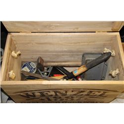 WOODEN CRATE OF TOOLS