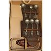 Image 1 : BASKET OF 2 MASKS & PEWTER SPOONS