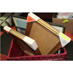 TOTE OF PICTURES AND FRAMES