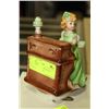Image 1 : VINTAGE CERAMIC MUSIC BOX LADY PLAYING PIANO