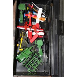 BLACK BOX WITH DIE CAST JOHN DEERE TRACTORS,