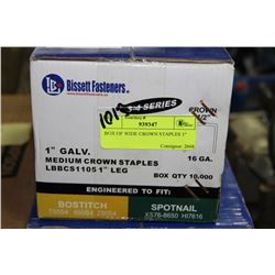 BOX OF WIDE CROWN STAPLES 1"