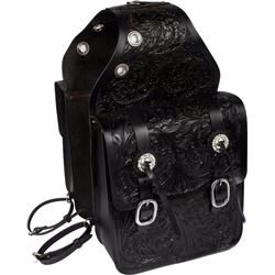 *NEW*  Extra Large Black Carved Western Leather Horse Saddle Bags [9674] FREE S&H