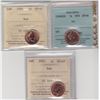 Image 1 : Set of Canada 1-cents Certified.  You will receive 1976 SP64, 1996 SP67 & 2007 SP67. 3pcs