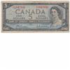 Image 1 : 1954 Canada $5 Banknote Prefix DX  Beattie/Rasminsky signature