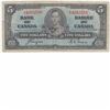 Image 1 : 1937 BC-23c Canada $5 Banknote prefix E/S Coyne/Towers signature