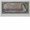 Image 1 : Bank of Canada 1954 $10 BC-40b note F/V Prefix Beattie/Rasminsky Signature