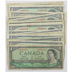 Estate lot of 45 x 1954 $1.00 notes with various signatures.